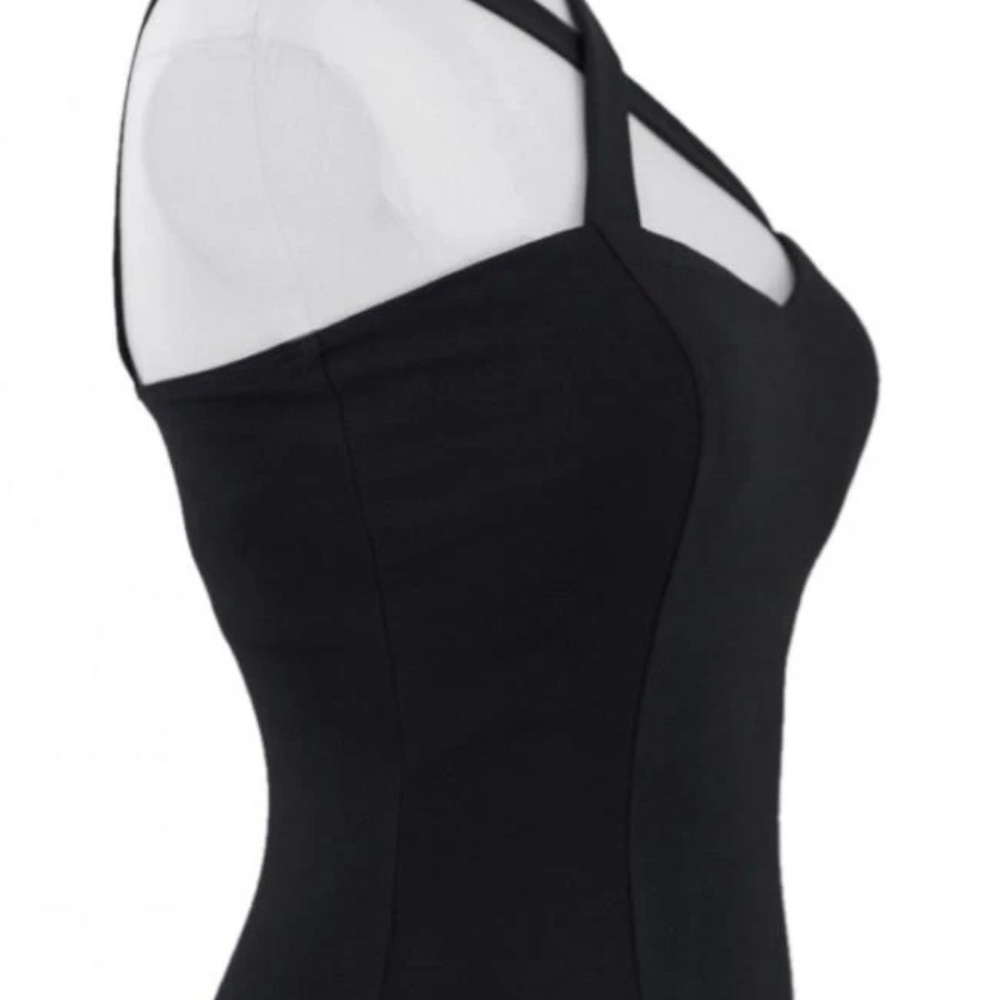 Black criss-cross Double Trouble Apparel vintage top